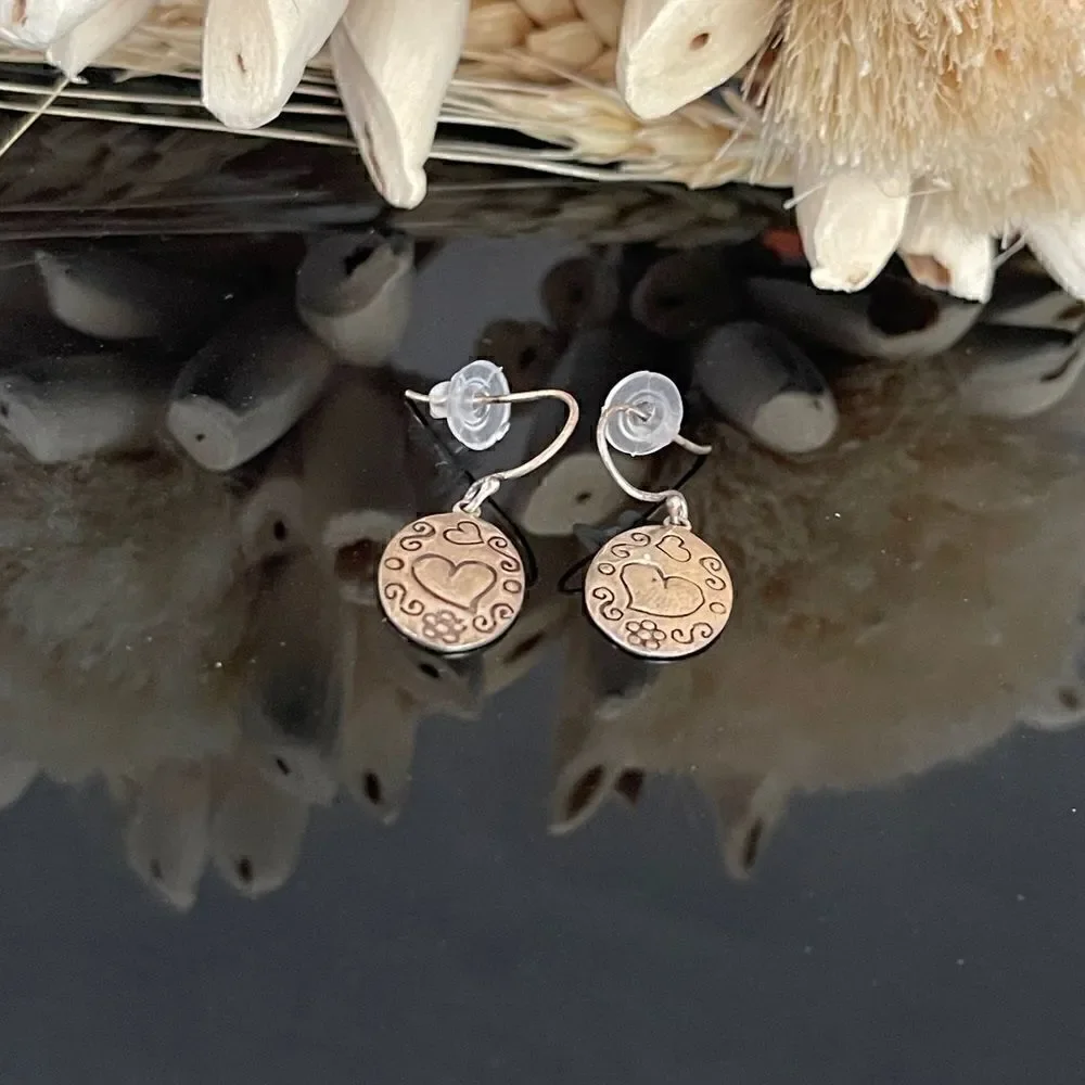 Sterling silver dangle heart dainty earrings